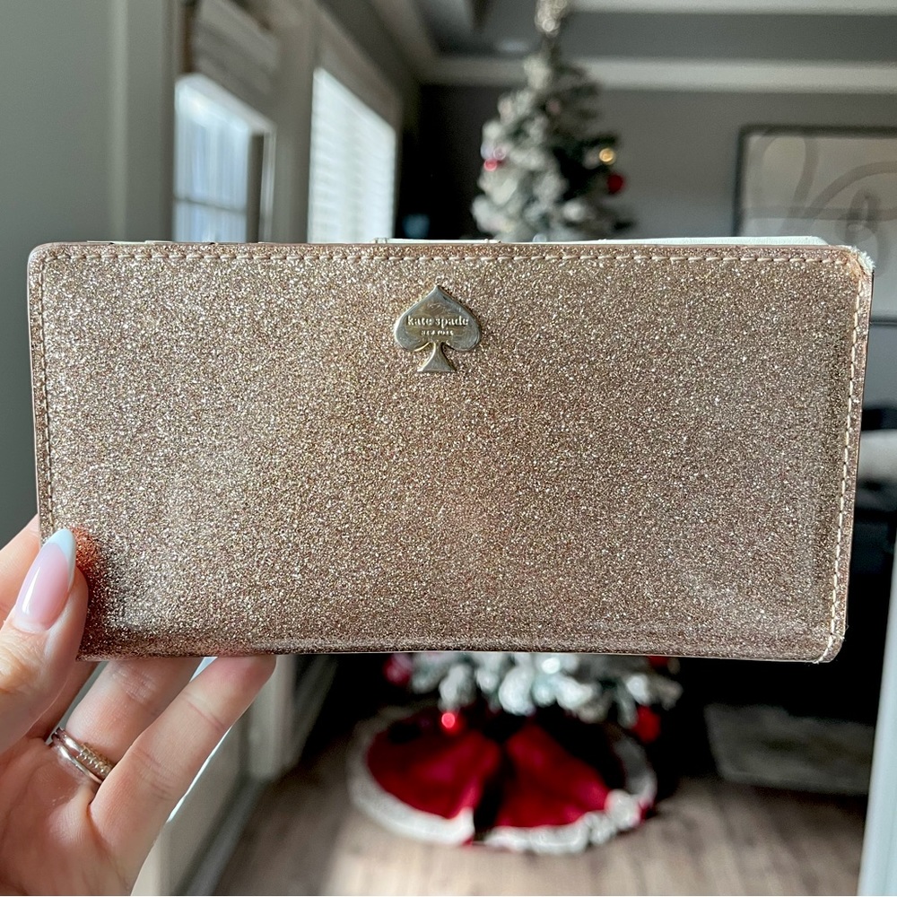 Gorgeous glitter/sparkle Kate Spade wallet. Gold with a hint of rose gold. Rare.